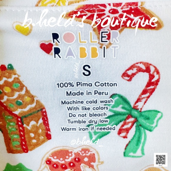 Roller Rabbit Gingerbread Party Long Sleeve Polo Pajamas in Multi Size Small NWT - Picture 8 of 15
